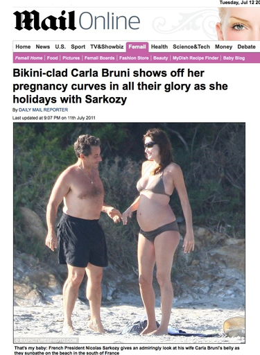Carla Bruni se querella contra la revista que ha publicado su embarazo en bikini