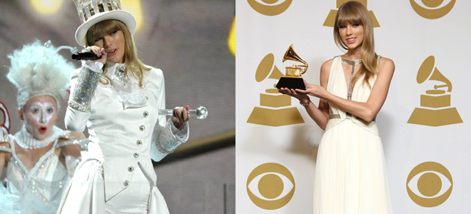Taylor Swift, la reina del blanco en los grammy 2013