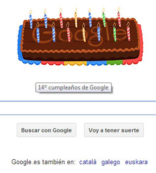 Google cumple 14 años: la tarta, en forma de doodle