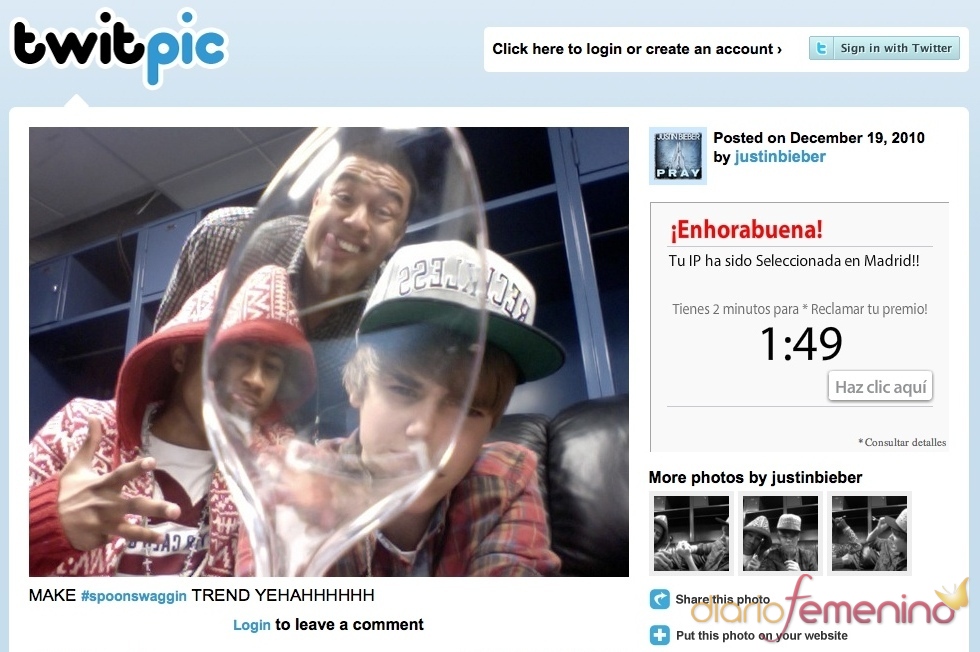 Justin Bieber muestra lo bien que se lo pasa a través de Twitter