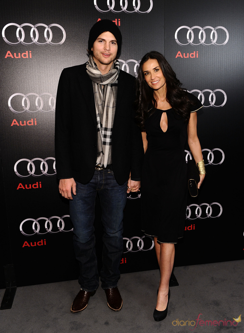 Demi Moore y Ashton Kutcher en una de las fiestas previas a la final de la Super Bowl 2011