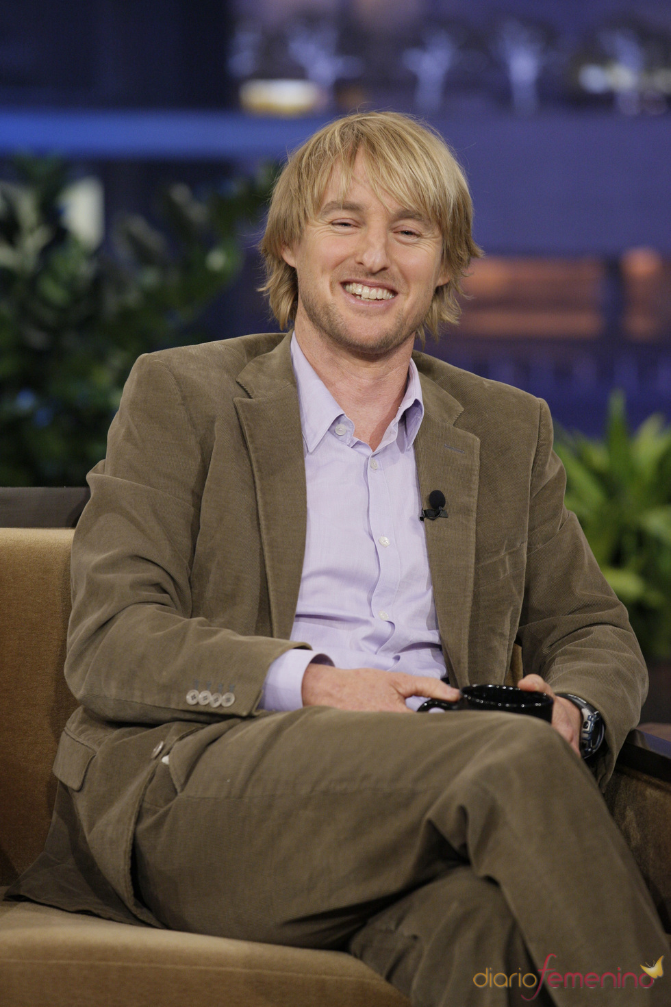 Owen Wilson sonriente en el show de Jay Leno