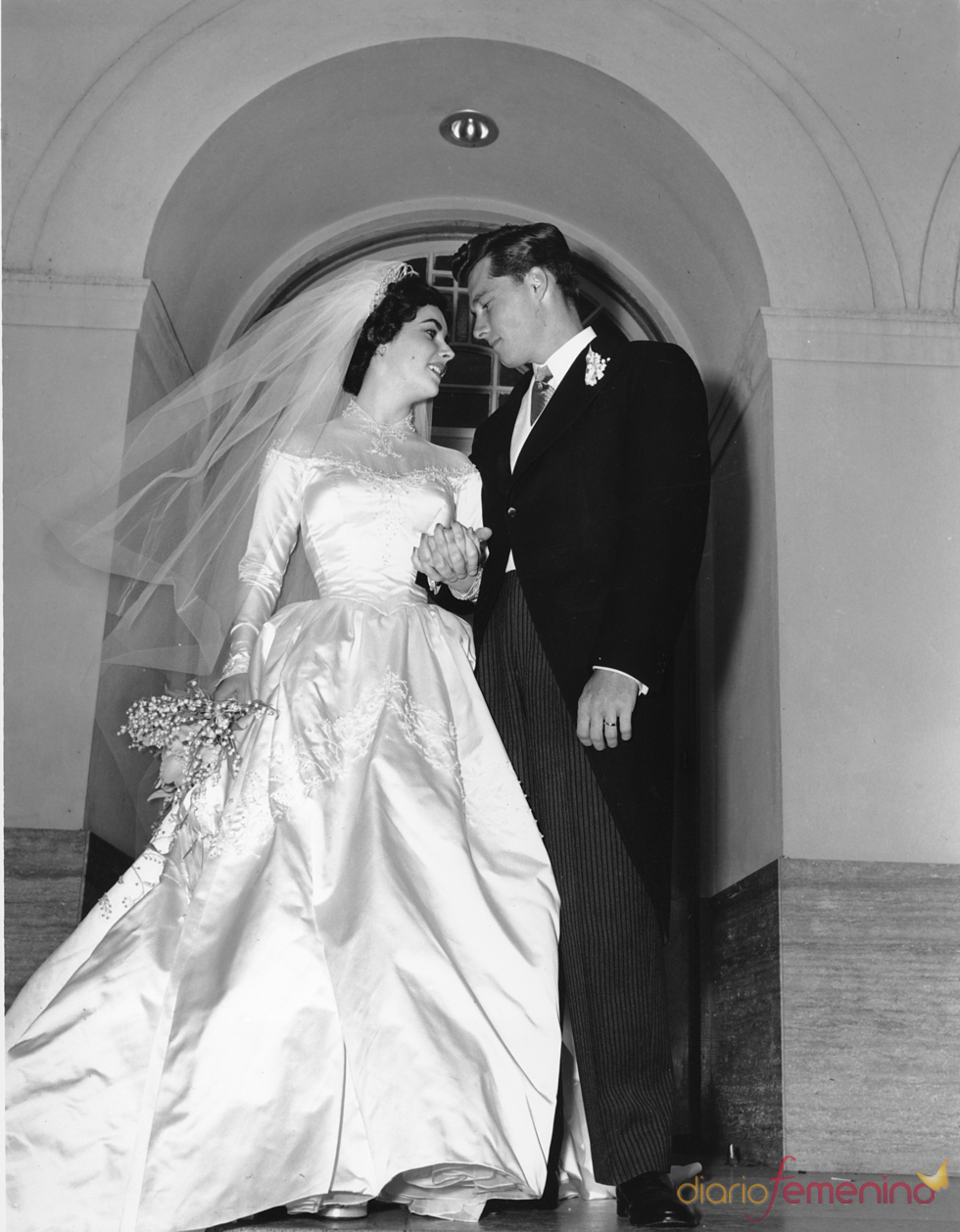 Elisabeth Taylor en su boda con Conrad Hilton en 1963