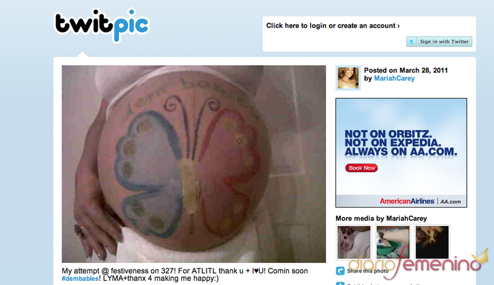 Mariah Carey se dibuja una mariposa en la barriga