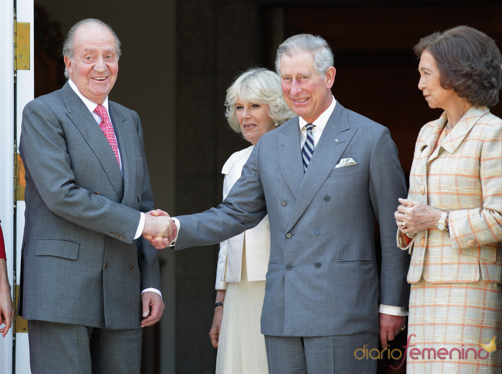 El Rey saluda al Príncipe de Gales en el Palacio de la Zarzuela