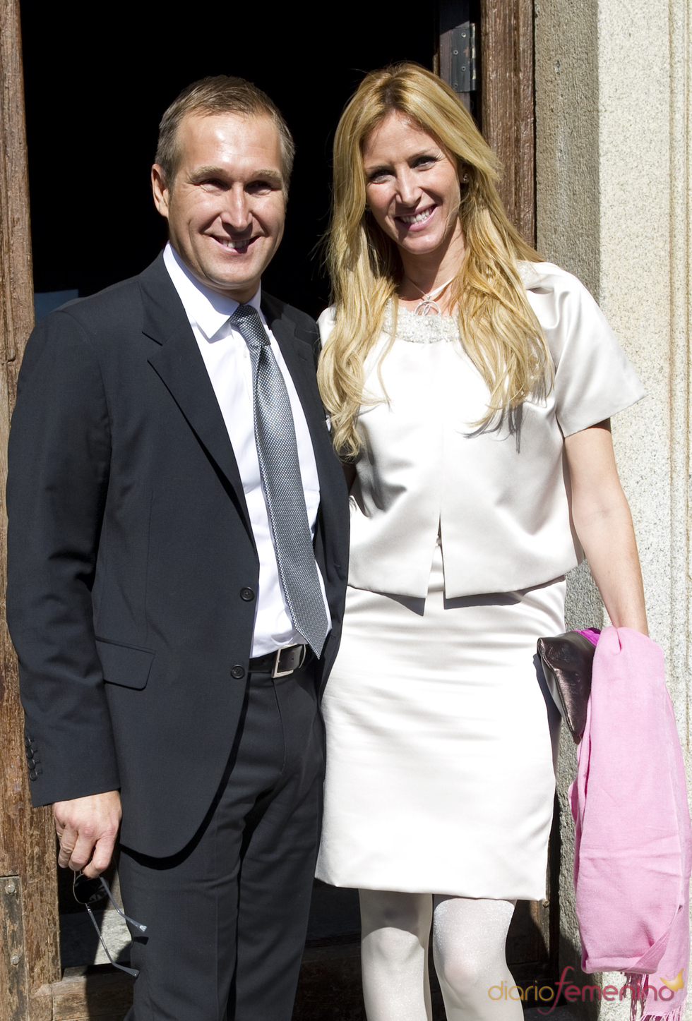 Alejandra Prat y su marido Juan Manuel Alcaraz en el bautizo de Eric Thyssen