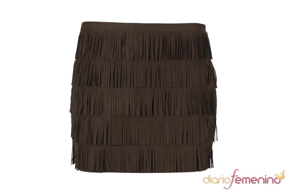 Falda de flecos marrón de la colección de primavera de Blanco 2011