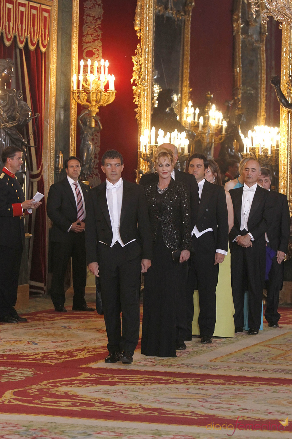 Antonio Banderas y Melanie Griffith en la cena de gala en honor al emir de Qatar