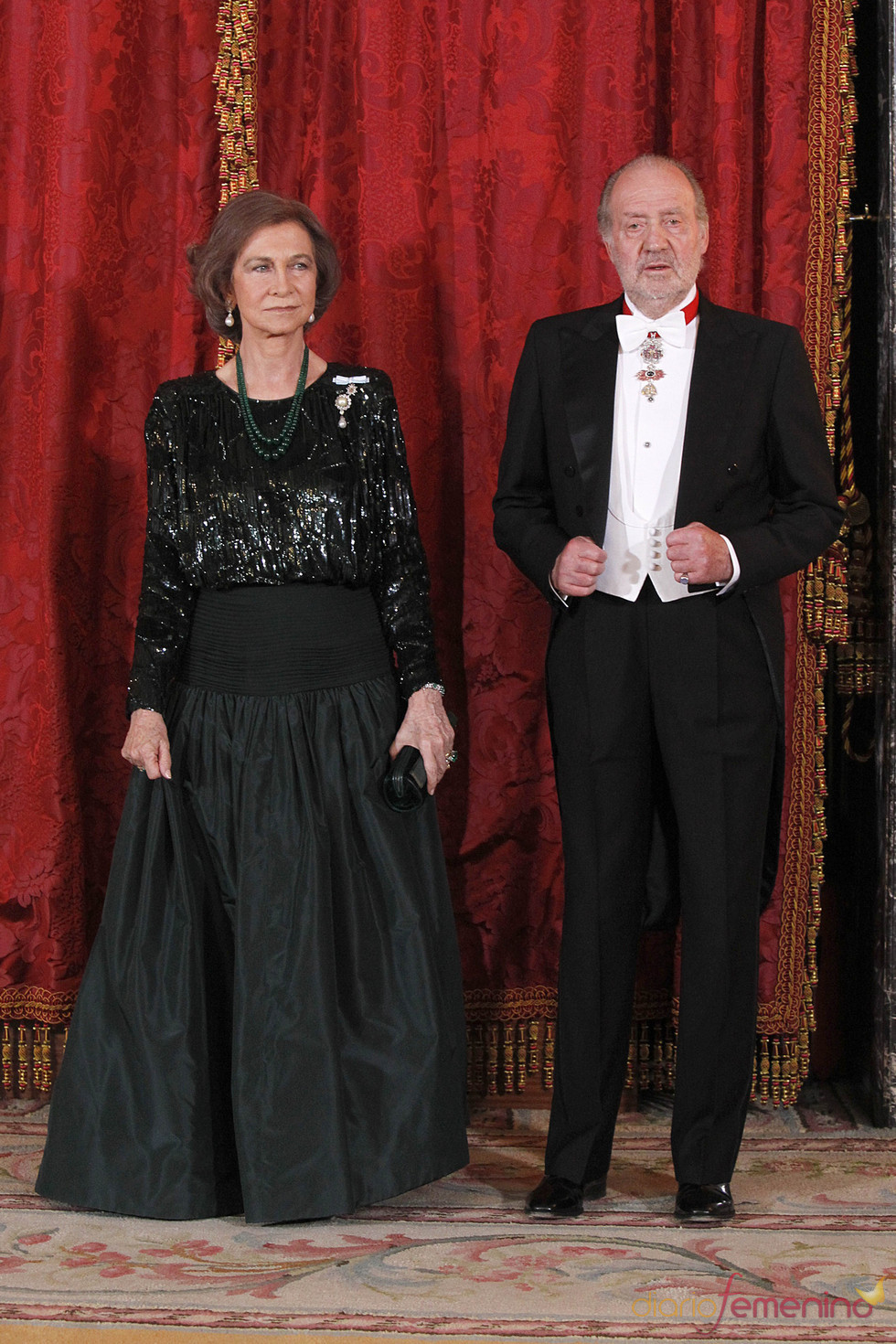 Los Reyes Juan Carlos y Sofía en la cena de gala en honor al emir de Qatar
