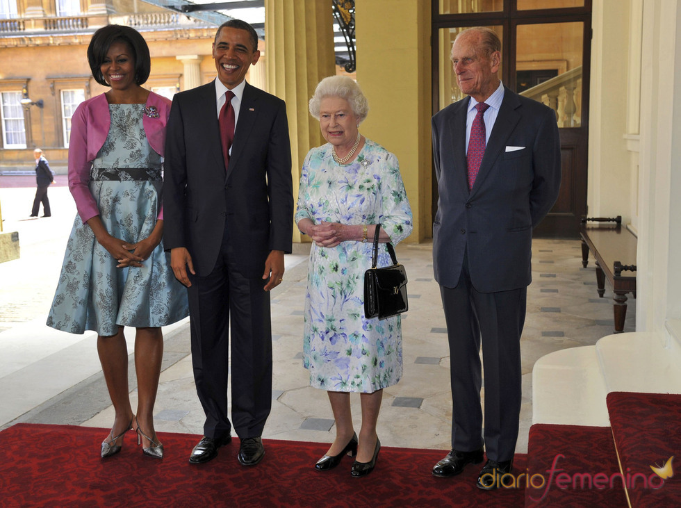 Barack Obama y Michelle con la Isabel de Inglaterra y su marido en Londres