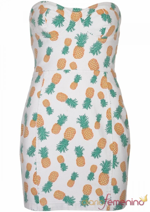 Vestido de piñas palabra de honor de Topshop