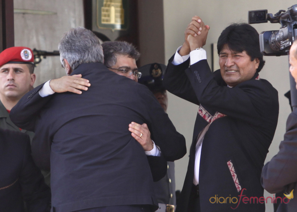 Evo Morales, presidente de Bolivia, llega al funeral de Hugo Chávez