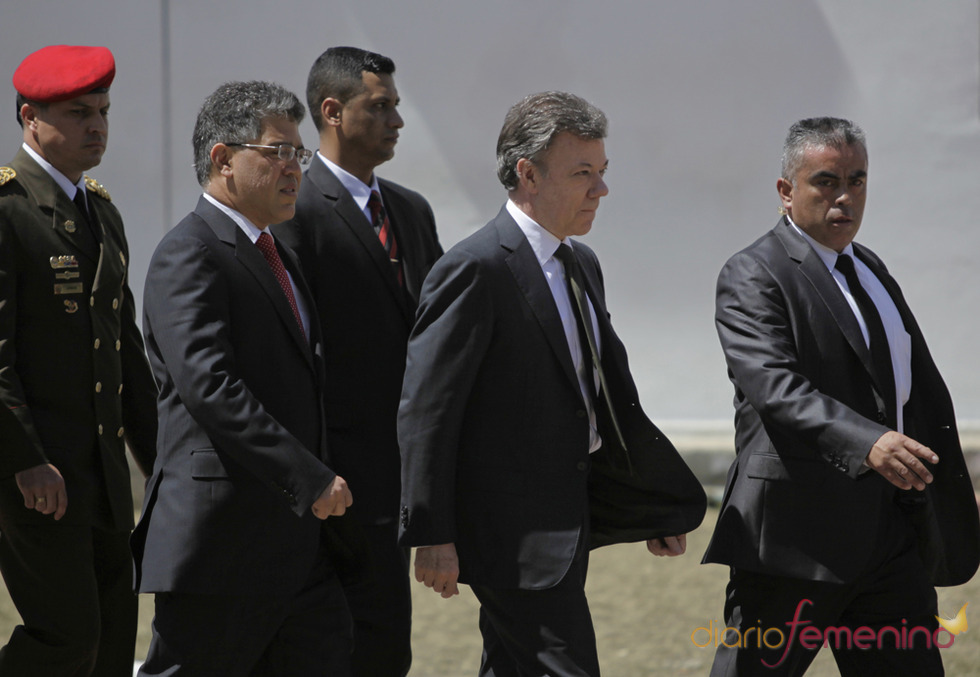 Juan Manuel Santos, presidente de Colombia, llega al funeral de Hugo Chávez