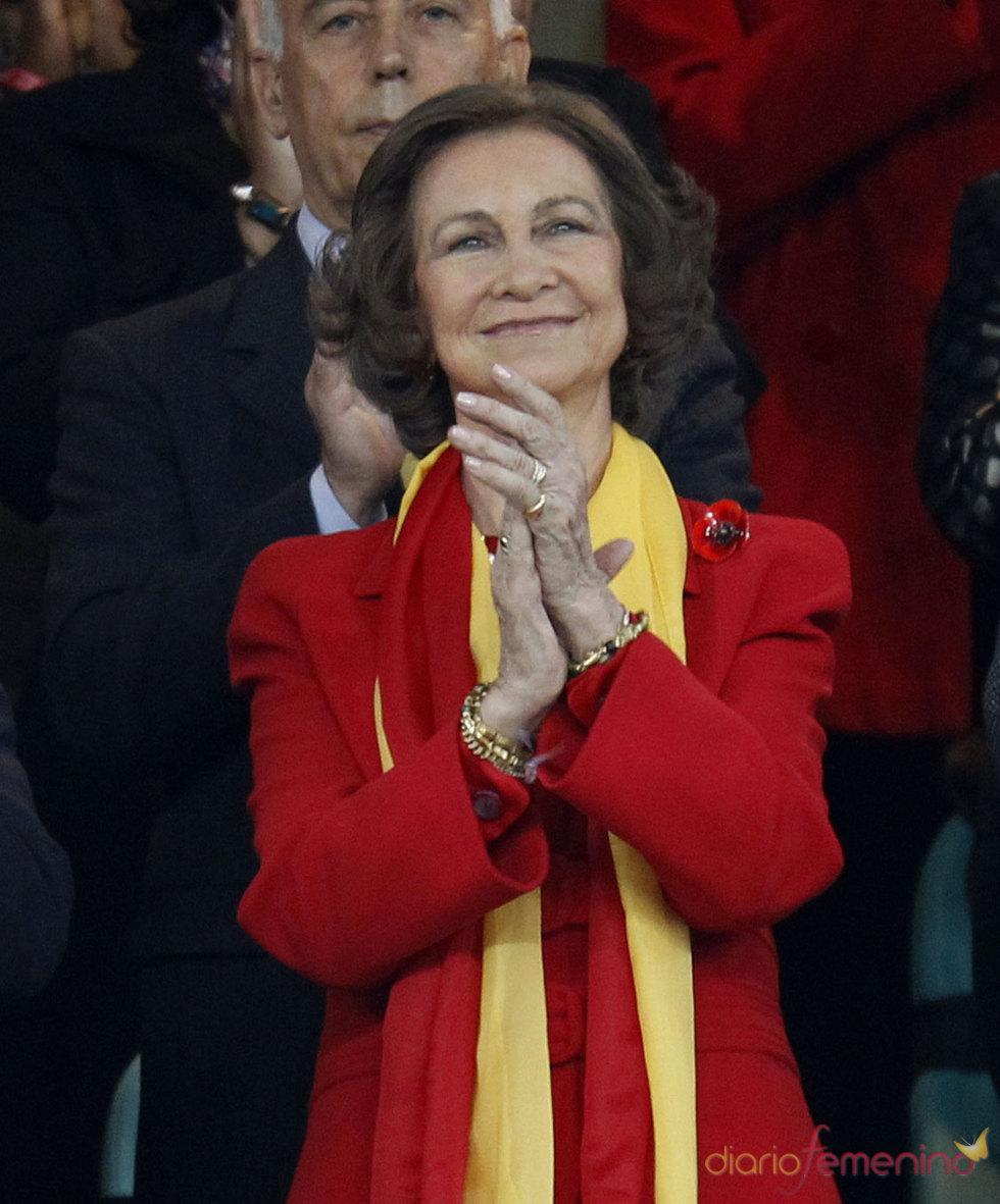 La Reina de España celebra la victoria contra Alemania