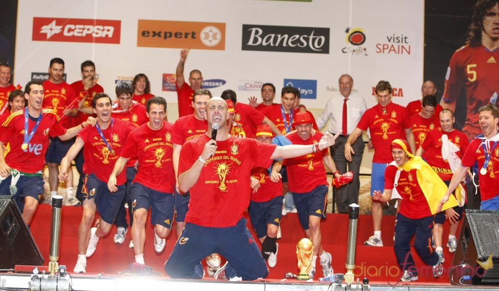 La selección española, eufórica en Madrid