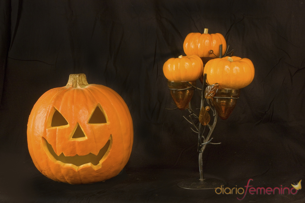Porta velas con forma de calabazas de Halloween