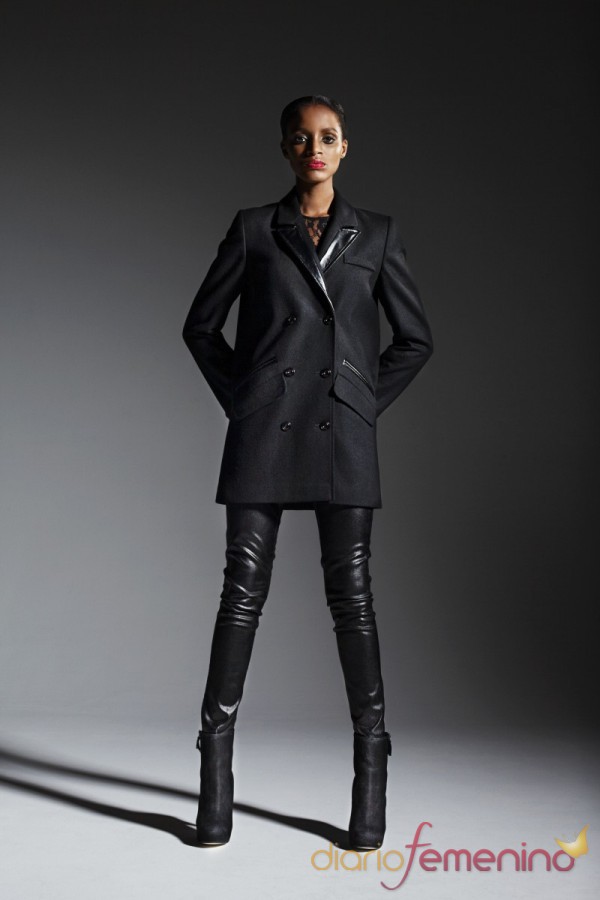 Pantalón de cuero y chaquetón de TopShop