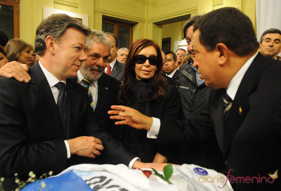 Cristina Fernández, con Lula, Hugo Chávez y Juan Manuel Santos