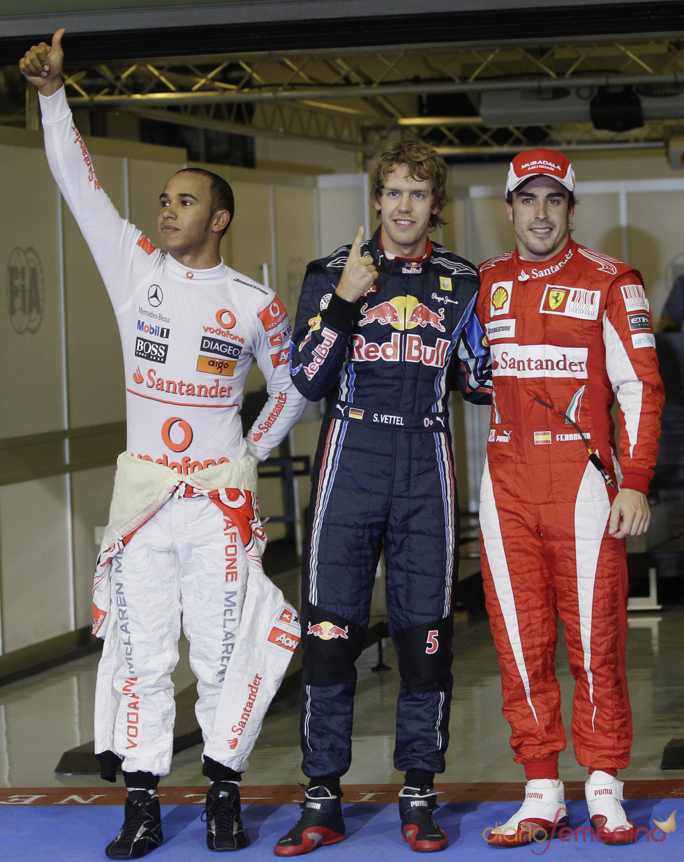 Sebastian Vettel, Hamilton y Fernando Alonso