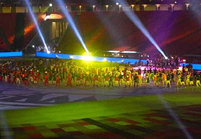 Preparativos de la ceremonia de clausura del Mundial 2010