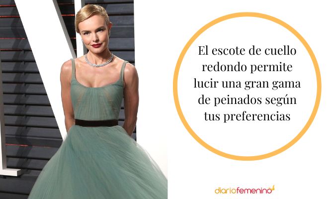 Escote de cuello redondo: peinados adecuados