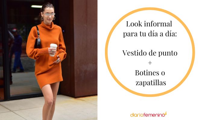 Look informal con vestido de punto