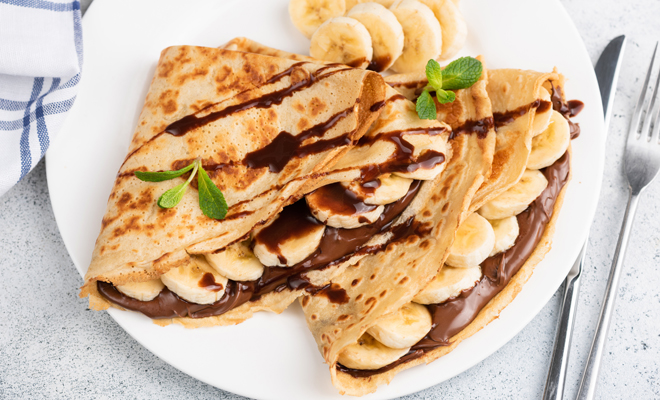 Receta de crepes de nutella con plátano