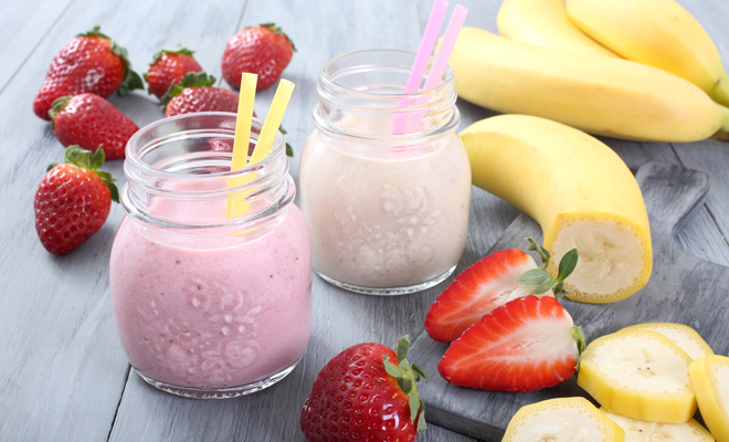 Receta de batido de fresa con plátano y yogurt