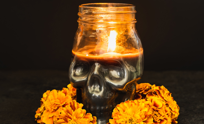 Veladoras de calaverita para Día de Muertos