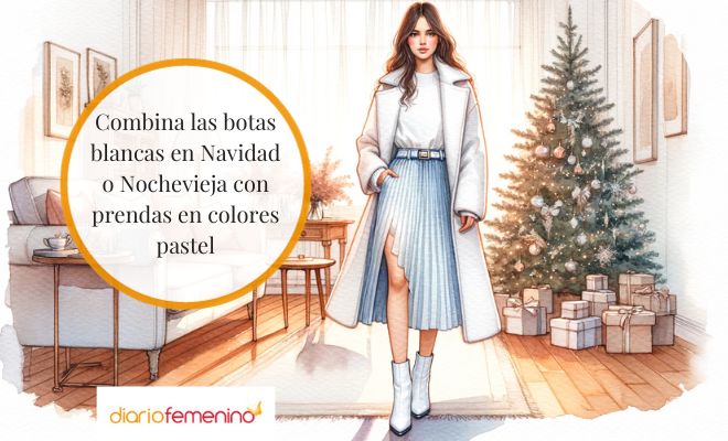 Ideas de looks con botas blancas en Navidad