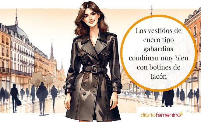 Cómo combinar un vestido de cuero de tipo gabardina