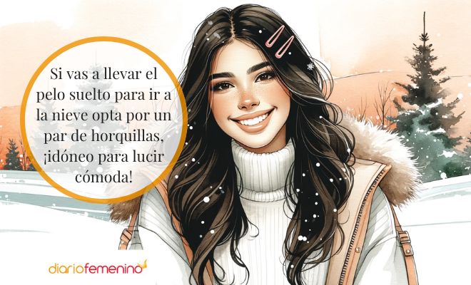 Pelo suelto con horquillas para ir a la nieve