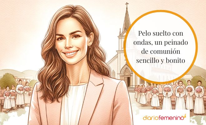 El pelo suelto y con ondas es ideal para lucir en la comunión de tu hijo o hija