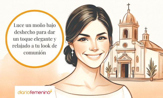 Peinados de comunión para mamás: moño bajo