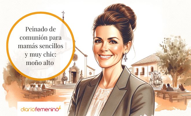 Look con moño alto para la comunión de tu hijo o hija
