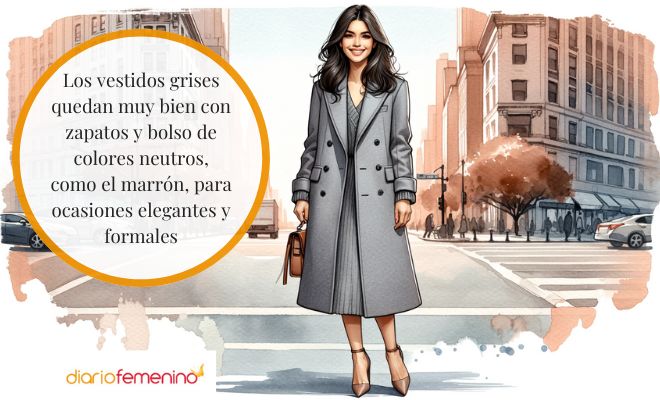 Combinaciones elegantes con un vestido gris
