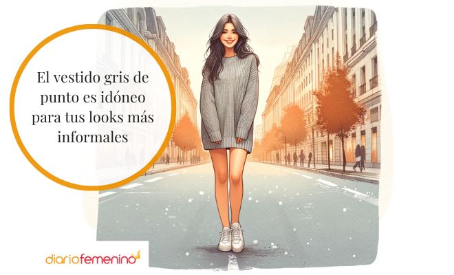 Looks con vestido gris informales