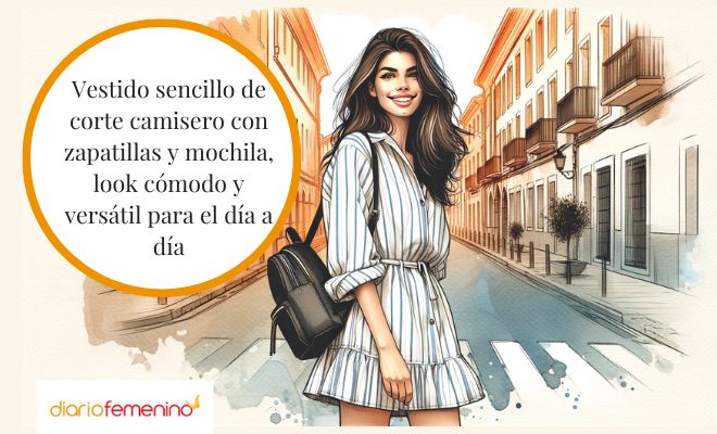 Look para el día a día con vestido camisero