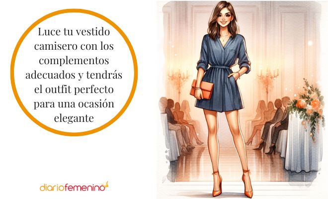 Look elegante con vestido camisero