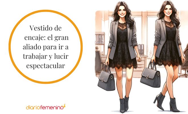 Look con vestido de encaje para ir a trabajar