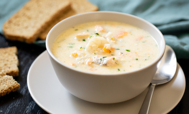 Receta de fish chowder para St. Patrick's Day