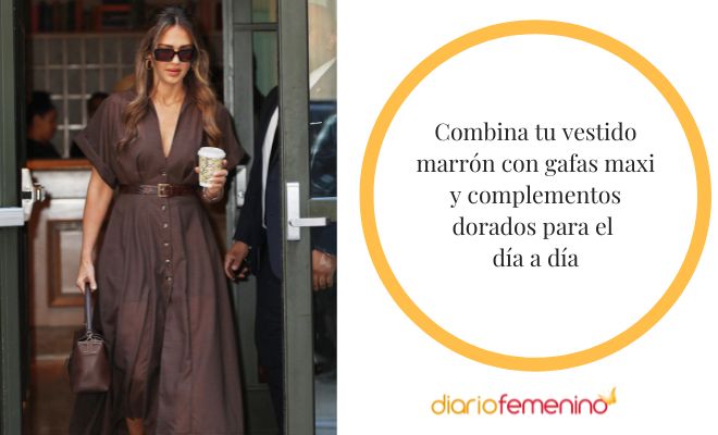 Look perfecto para el día con un vestido marrón