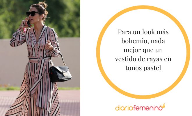 Look boho con vestido de rayas