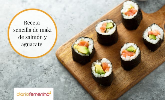 Receta deliciosa y sencilla de maki de aguacate y salmón