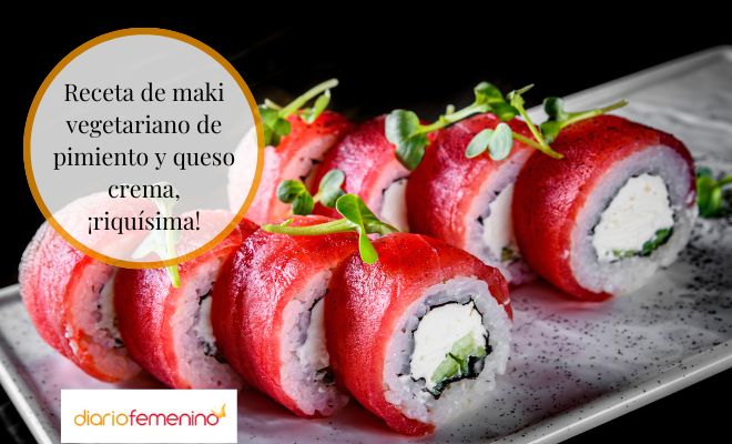 Receta de maki vegetariano de pimiento y queso