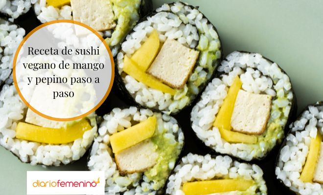 Cómo elaborar sushi vegano de mango y pepino