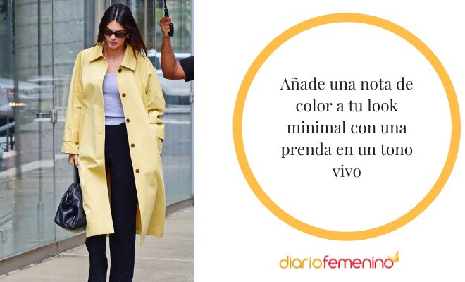 Outfit de estilo minimal con una nota de color