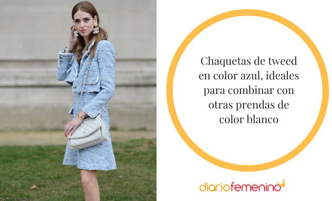 Ideas para combinar una chaqueta de tweed azul