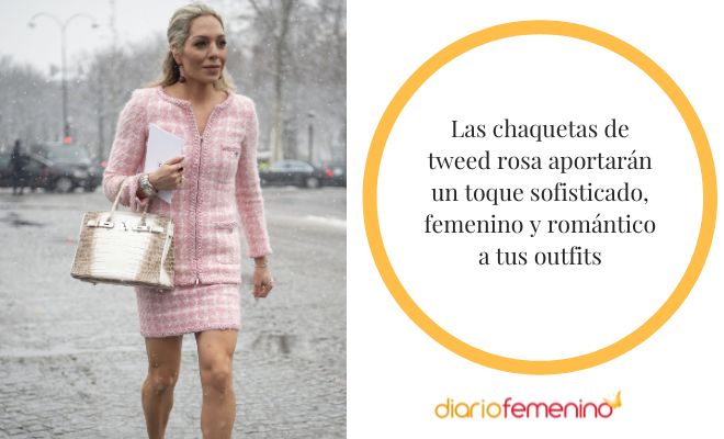 Looks con chaquetas de tweed en color rosa