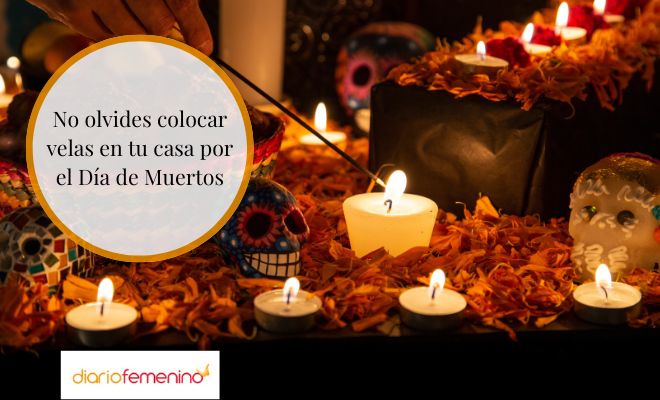 Decoración con velas para el Día de Muertos